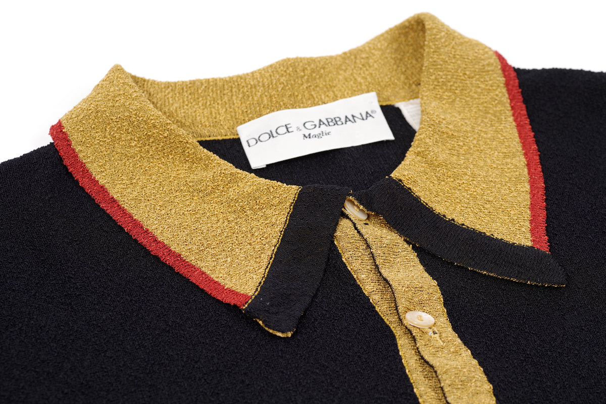 Dolce & Gabbana Maglie Vintage Thin Knit Button Up Shirt