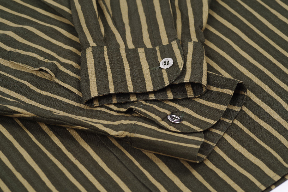 Marimekko Jokapoika Striped Green Shirt, Size 42 (Men's L