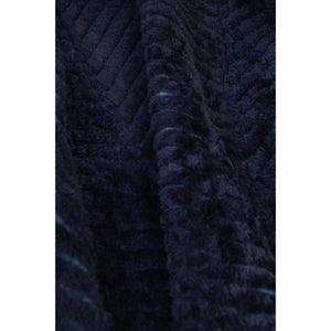 Woman's Soft Lightweight Chevron Pattern Blue Shearling Coat, XS