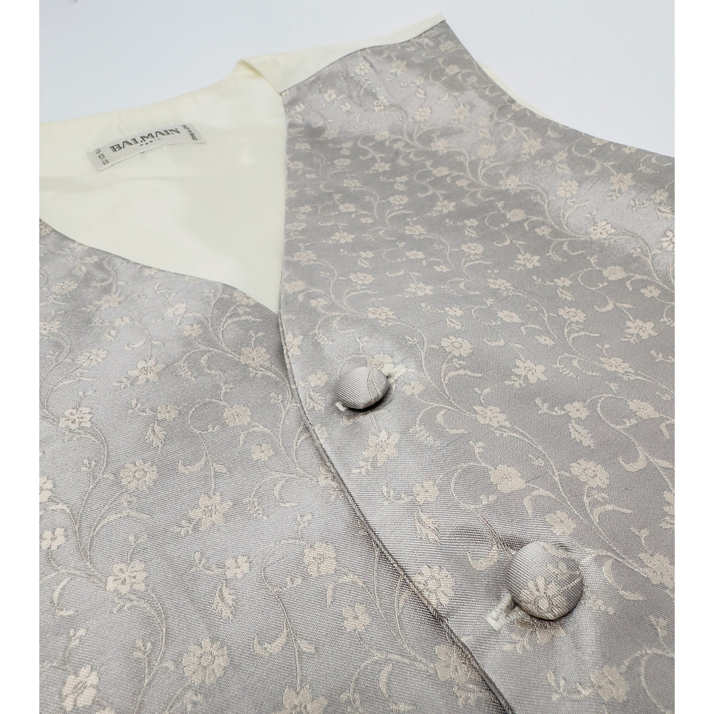 Balmain Paris Vintage Floral Print Silk Vest Waistcoat, Size L, EU 52