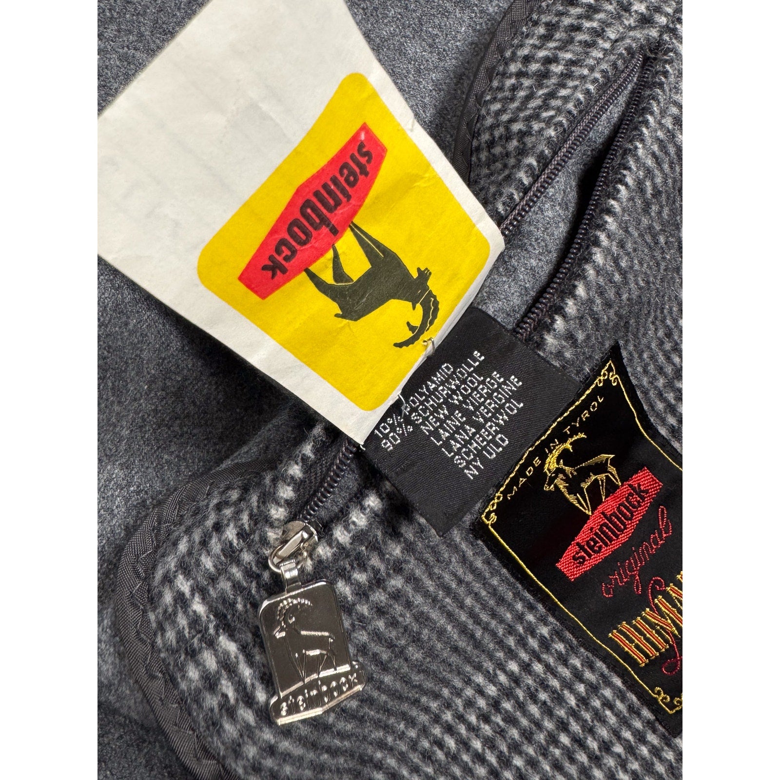 Steinbock Tyroler Loden Coat Houndstooth Himalaya Brushed Wool, Size EU 52