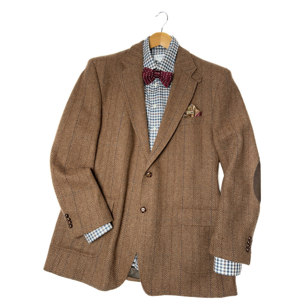 Ralph Lauren Brown Tweed Wool Herringbone Sport Coat, Size US 46 L