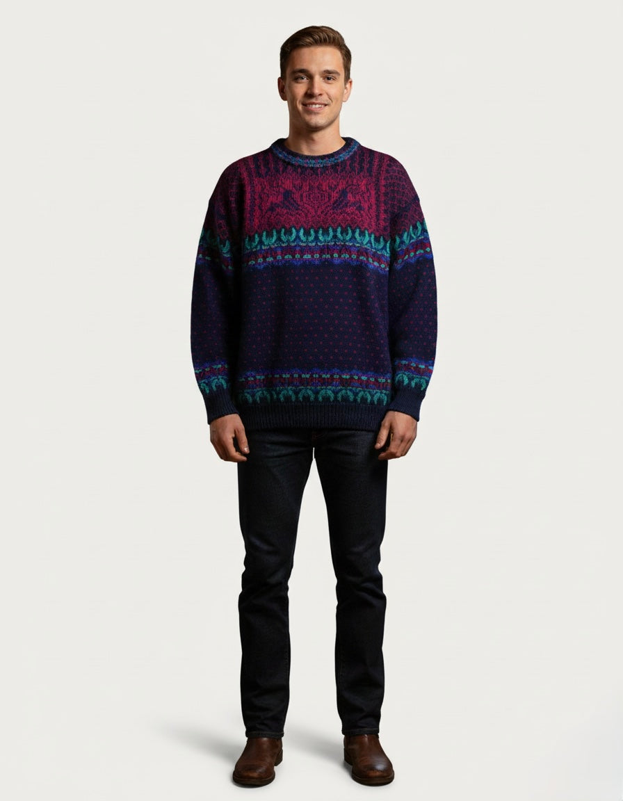 Dale Of Norway Round Neck Reindeer Chunky Wool Sweater, Men's XL