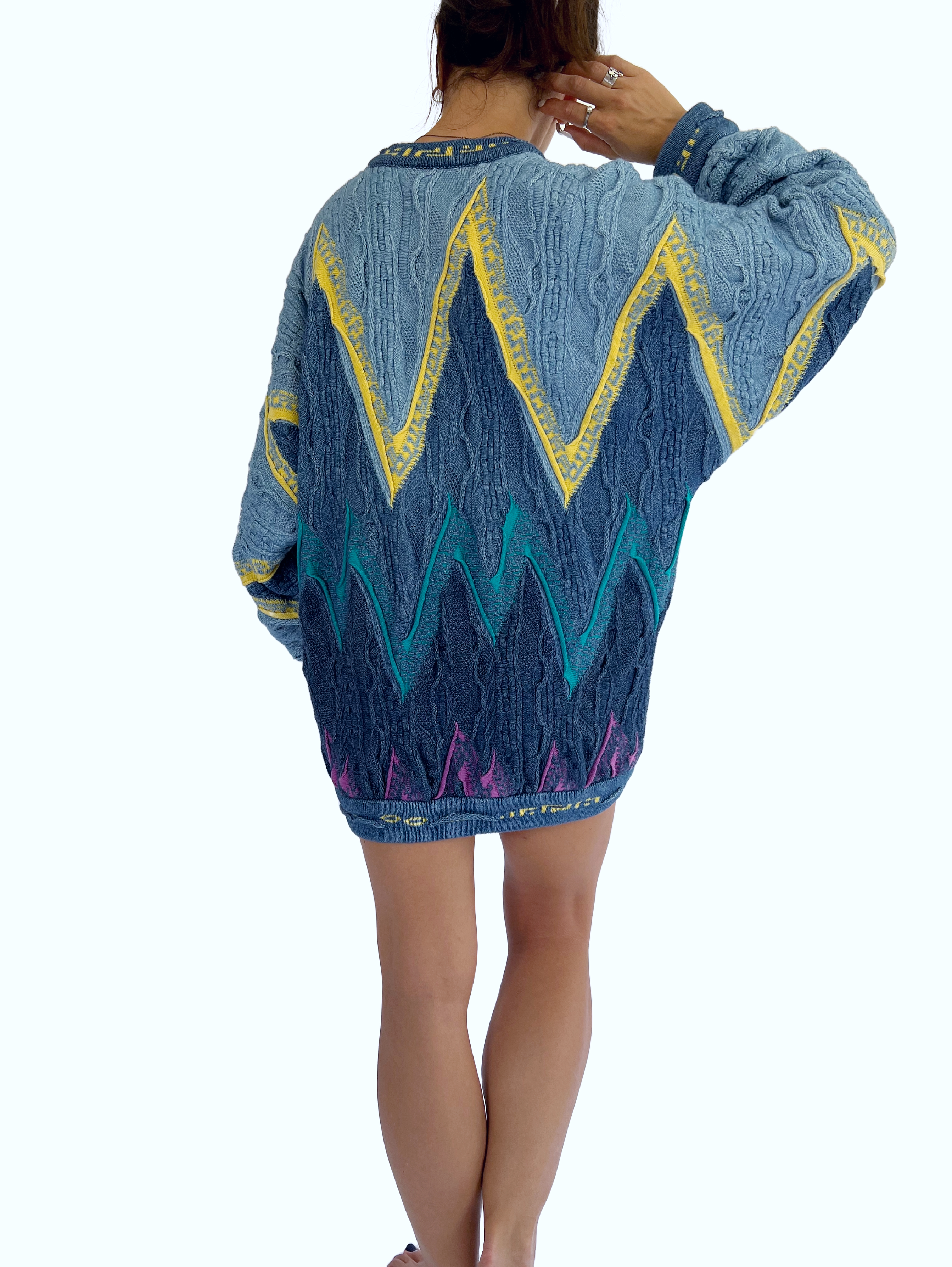 Coogi Women's Vintage Blue Cotton Sweater, Size M