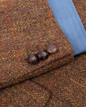 Harris Tweed Brown Plaid Pure New Wool Blazer, EU 102, US 42L