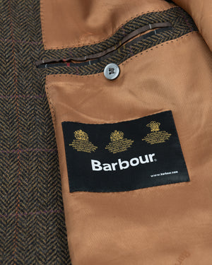 Barbour 3-roll-2 Khaki Brown Tweed Blazer, US 42R, EU 52