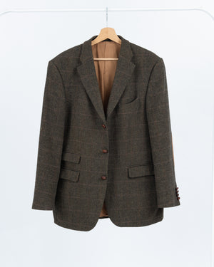 Barbour 3-roll-2 Khaki Brown Tweed Blazer, US 42R, EU 52