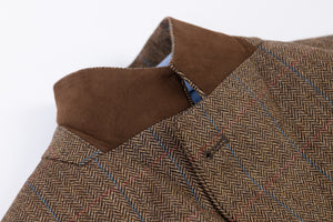 Barbour Khaki Brown Tweed Blazer, Size US 44S, EU 27