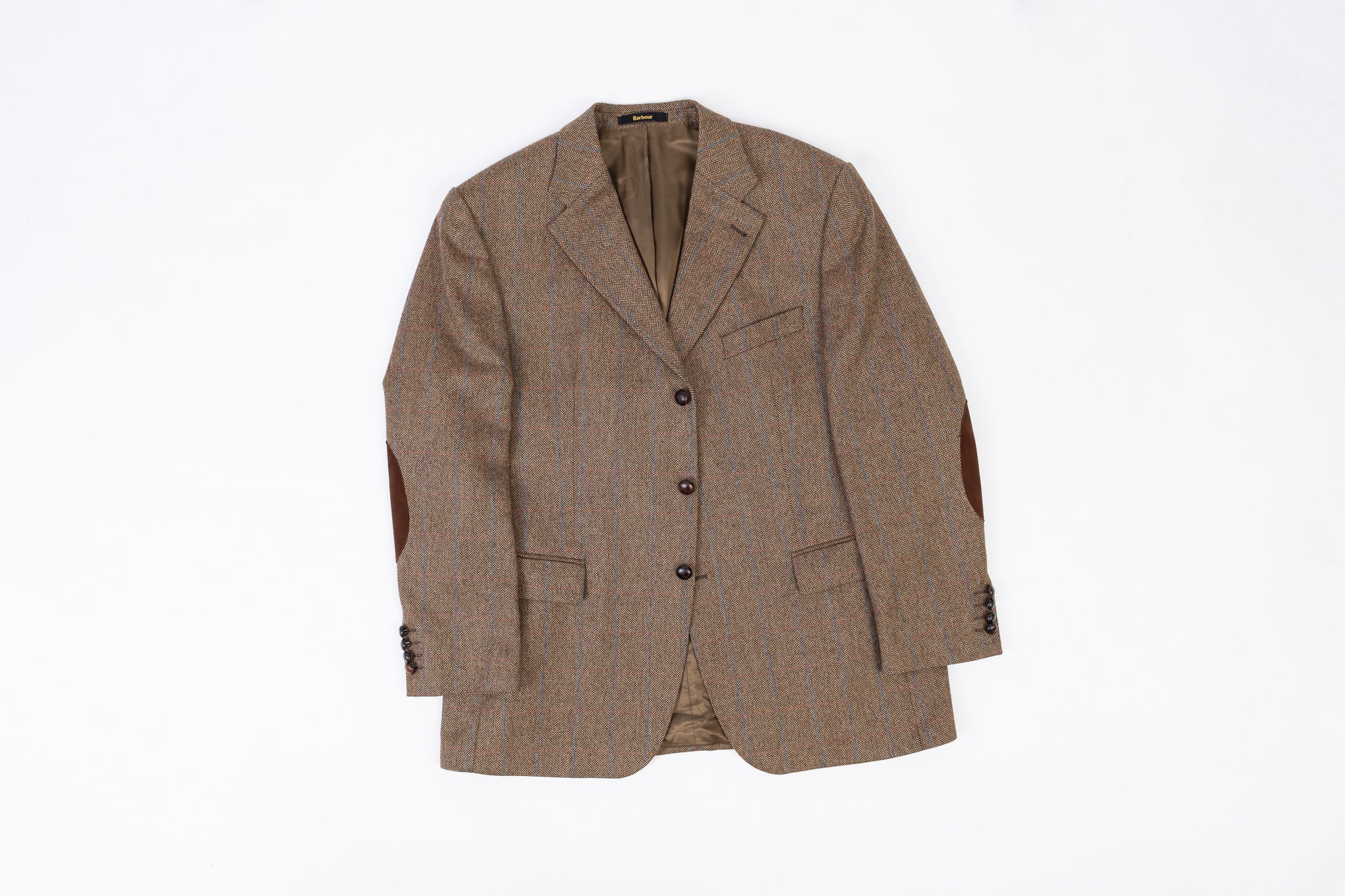 Barbour Khaki Brown Tweed Blazer, Size US 44S, EU 27