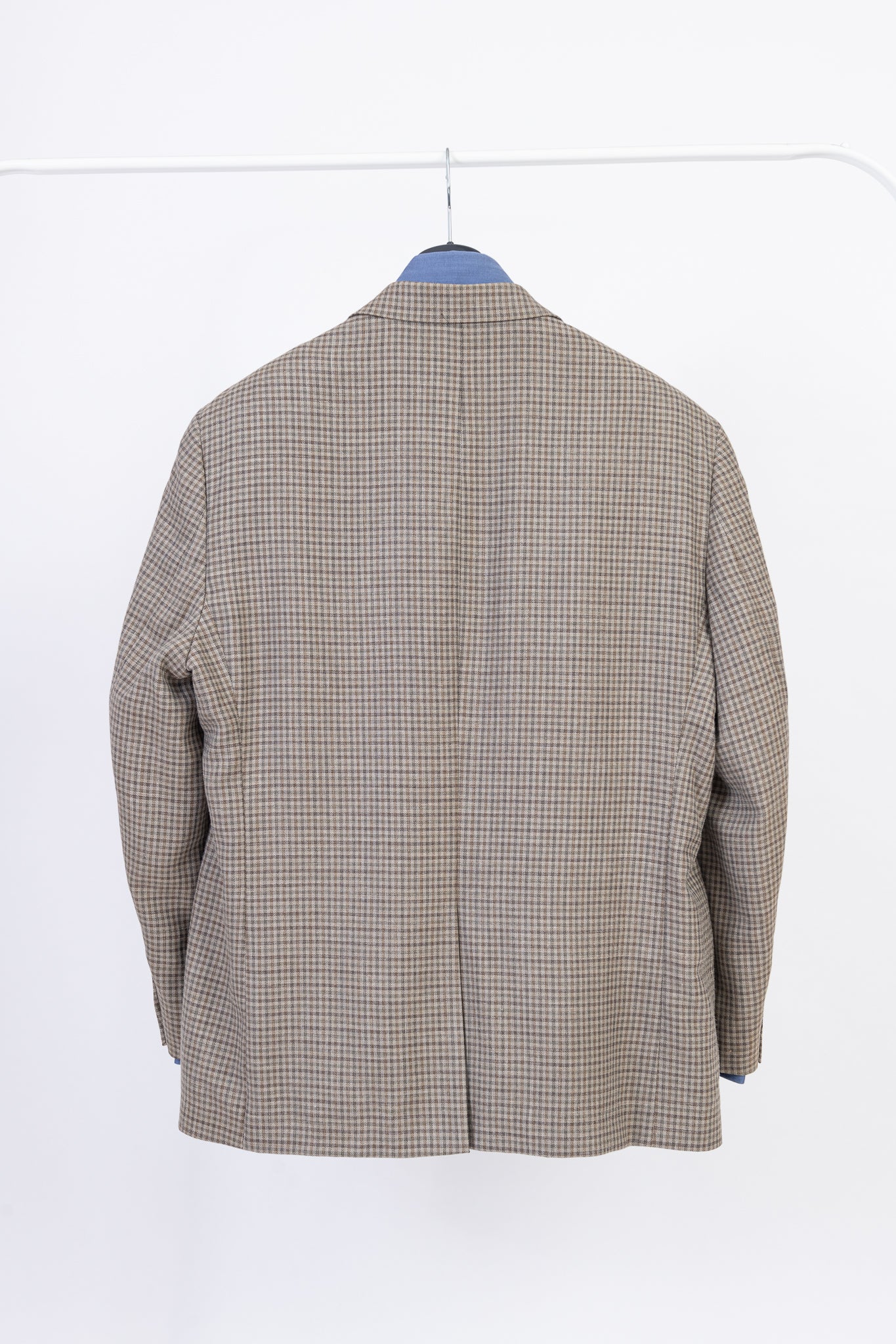 Ralph Lauren Silk-Wool-Linen Gingham Check Blazer, US 48R