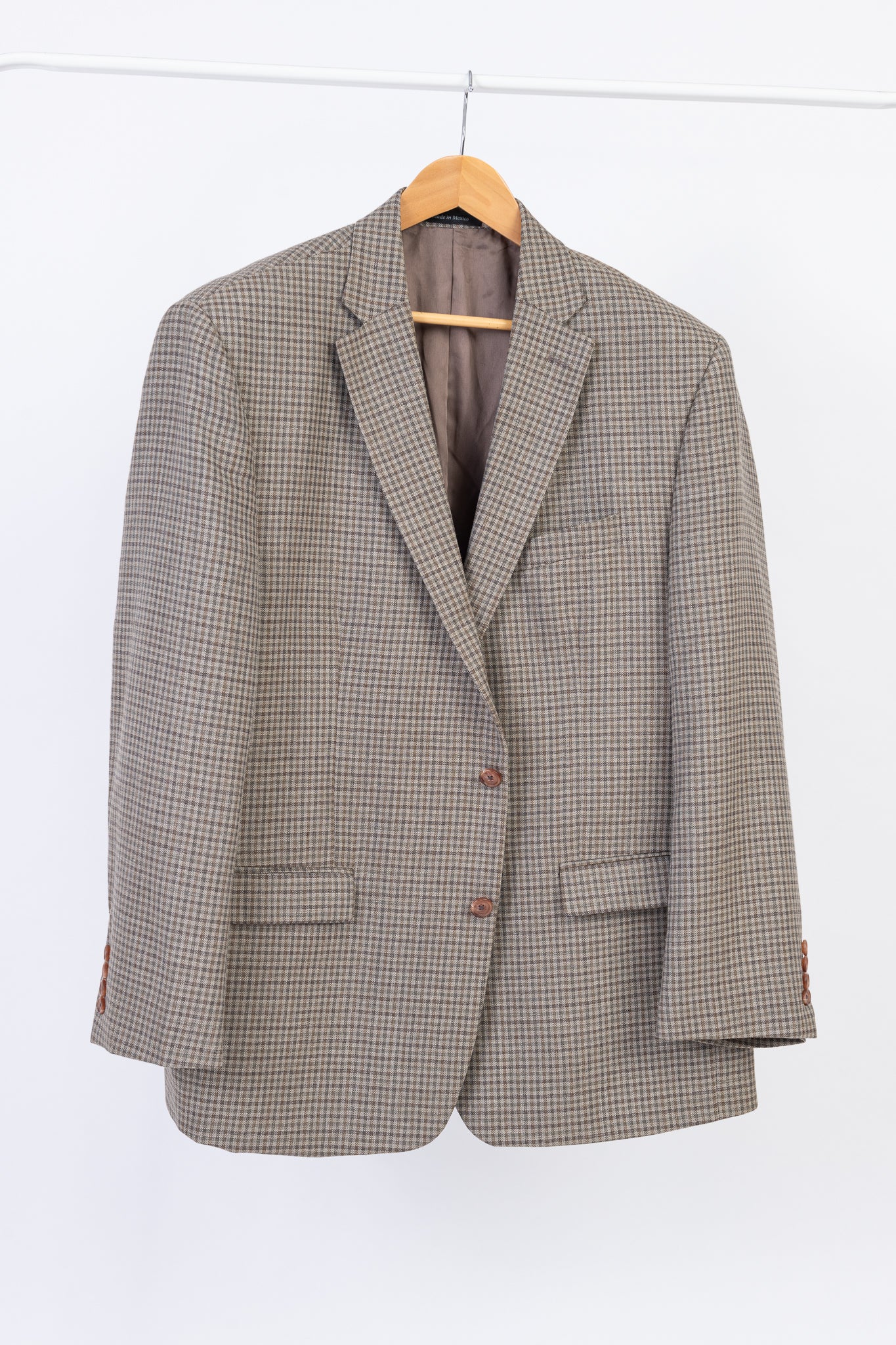 Ralph Lauren Silk-Wool-Linen Gingham Check Blazer, US 48R