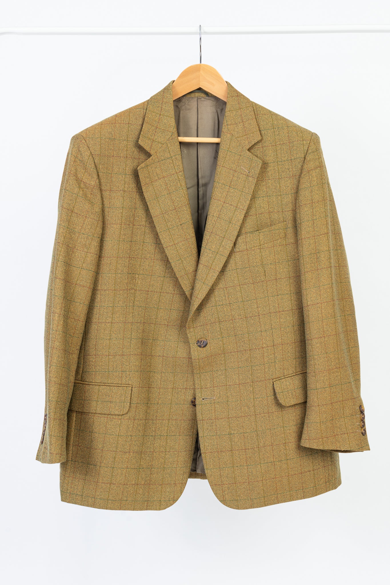 Burberrys 2 Button Khaki Green/ Brown Blazer, Size EU 27, US 44S