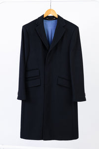 Cacharel Men’s Navy Blue Cashmere Blend Coat, SIZE US 42, EU 52