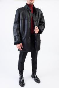 Christ Soft Lambskin Black Shearling Coat, Men's EU 58, US 48