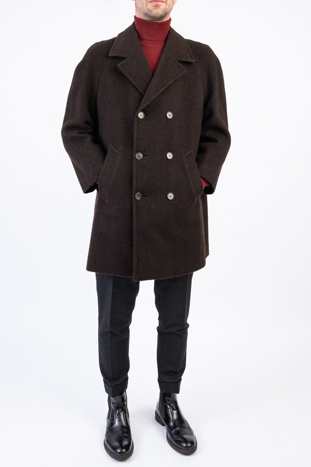 Men’s Loden Wool Double Breasted Coat, US 40, EU 50