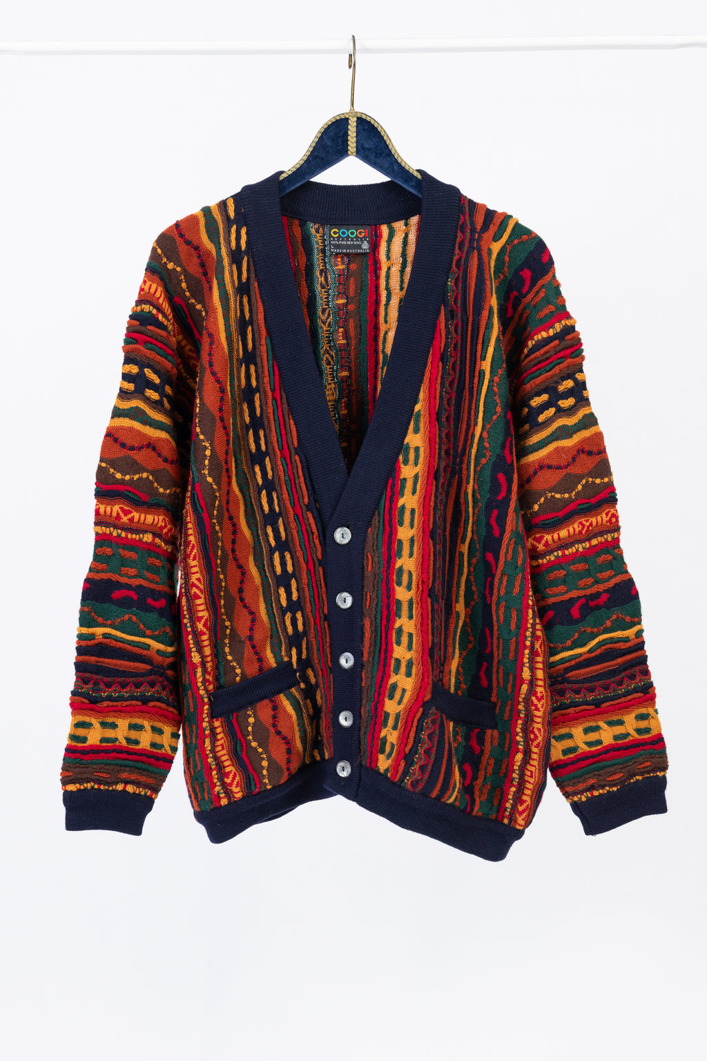 Coogi Vintage Multicolor Button Front Wool Cardigan, Men's Size L