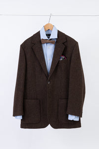 Burberry Brown Tweed Wool Blazer Sport Coat, US 40R, EU 50