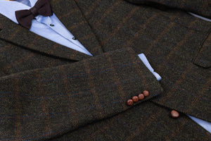 Harris Tweed Plaid Dark Green Wool Blazer, EU 56, US 46R