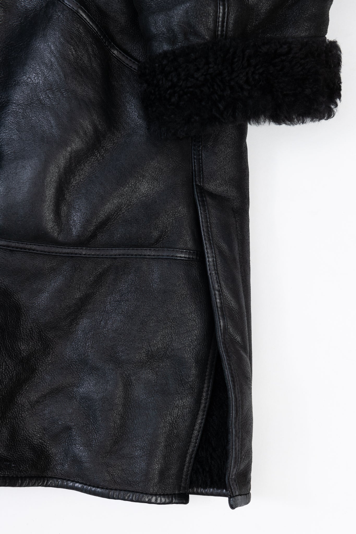 Black Supple Lambskin Shearling Hooded Coat, Women's M