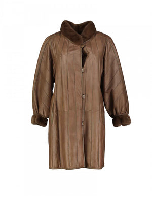 Woman's Supple & Lightweight Double Sided Leather Fur Coat, L