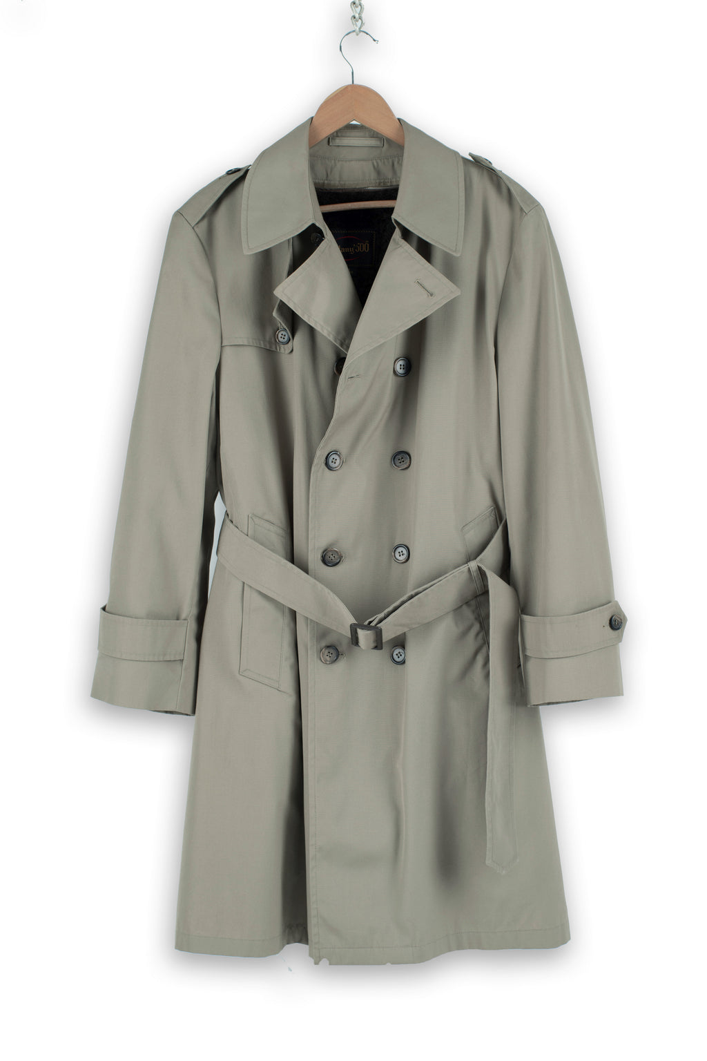 Botany 500 Khaki Brown Trench Coat with Zip-Out Liner, USA 40S