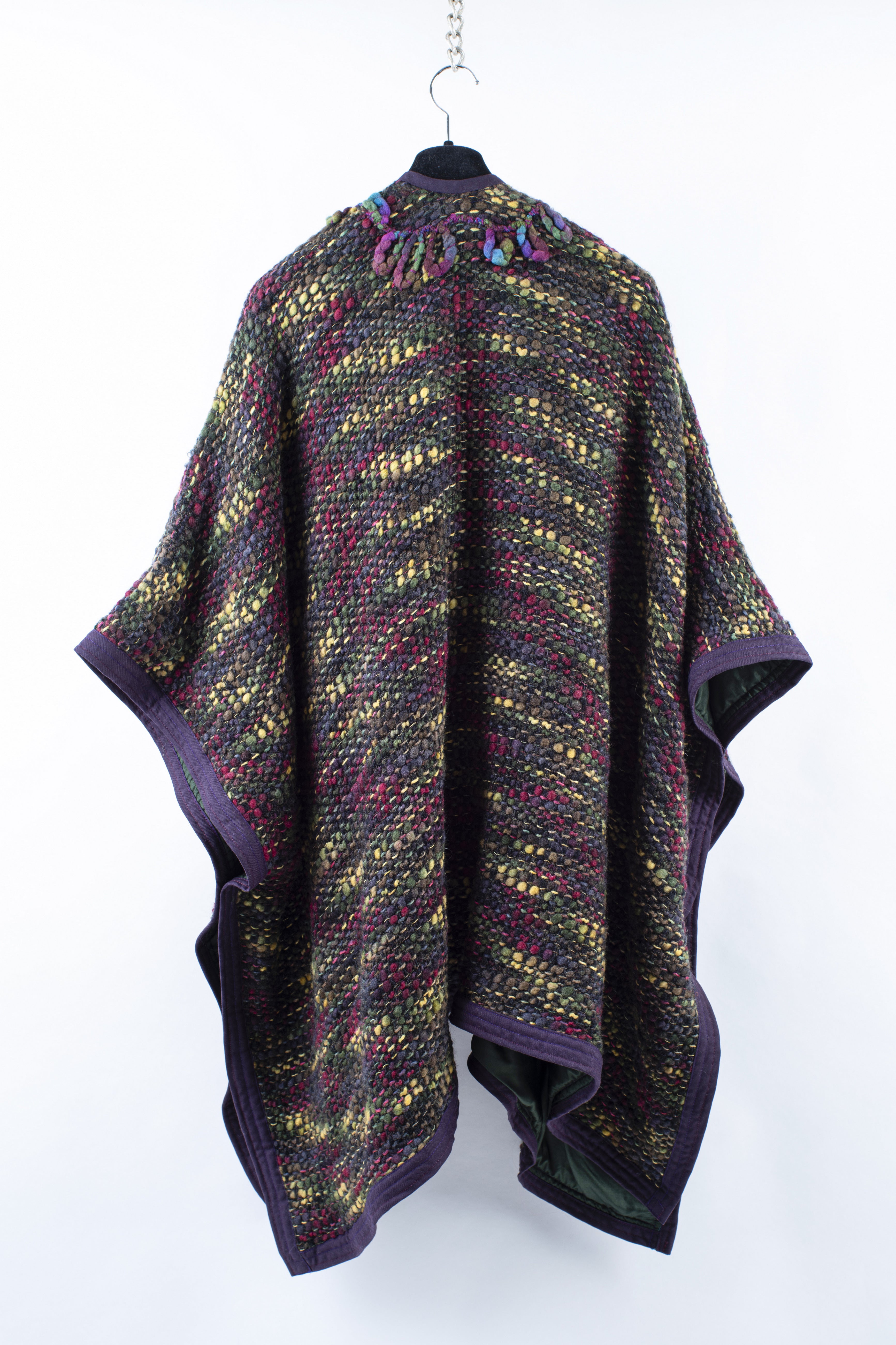 Vintage Nordic Merino Wool Blanket Type Poncho Cape