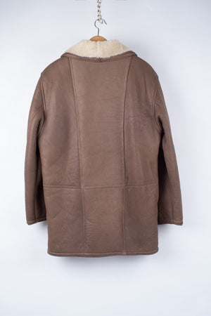 Men's Taupe Brown Supple Lambskin Shearling Coat, Men's M