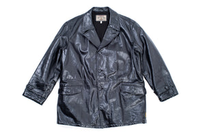 Vintage Armani Jeans Padded Black Leather Men's Jacket, XL