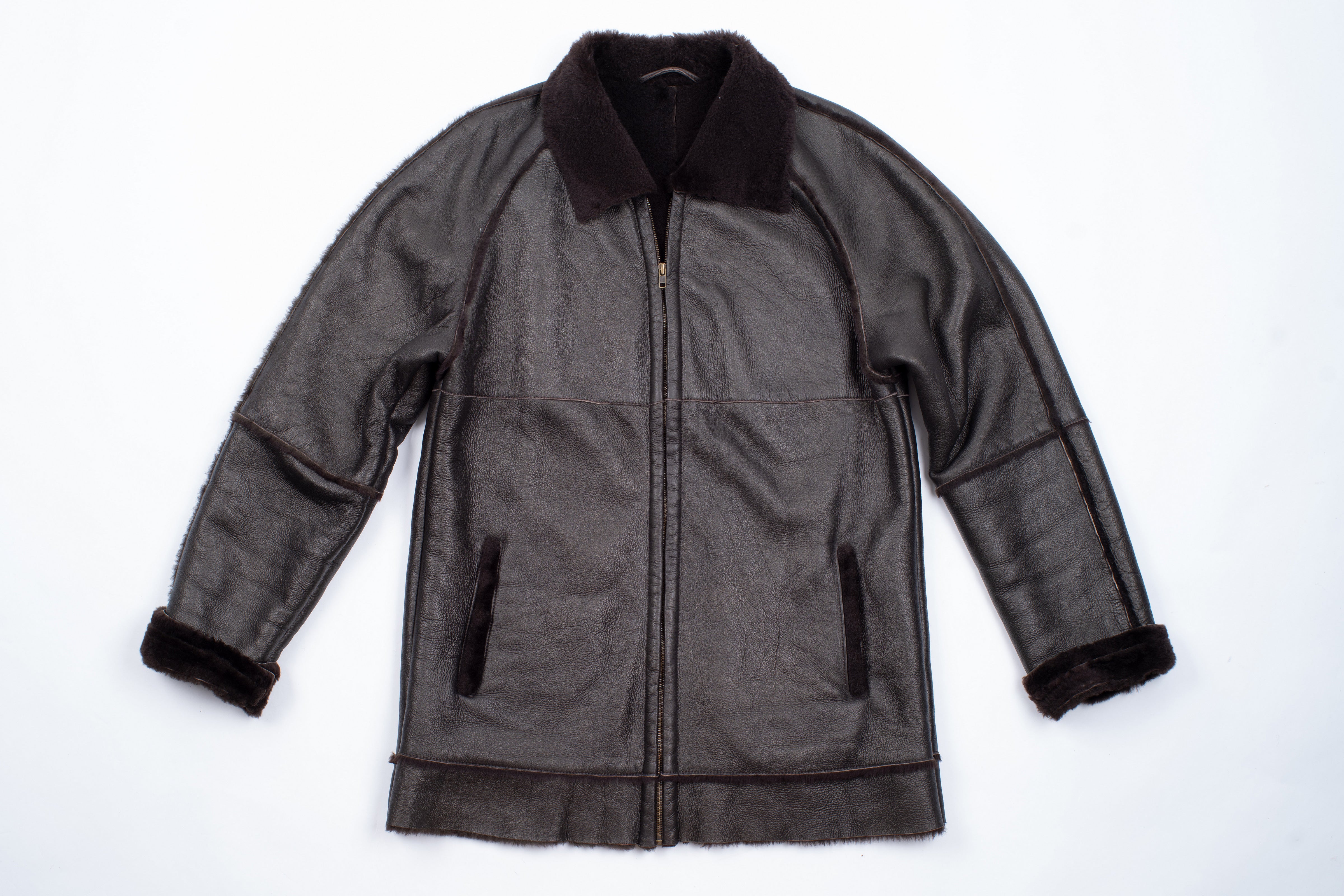 Marina Rinaldi Dark Brown Lightweight Supple Shearling Jacket, L