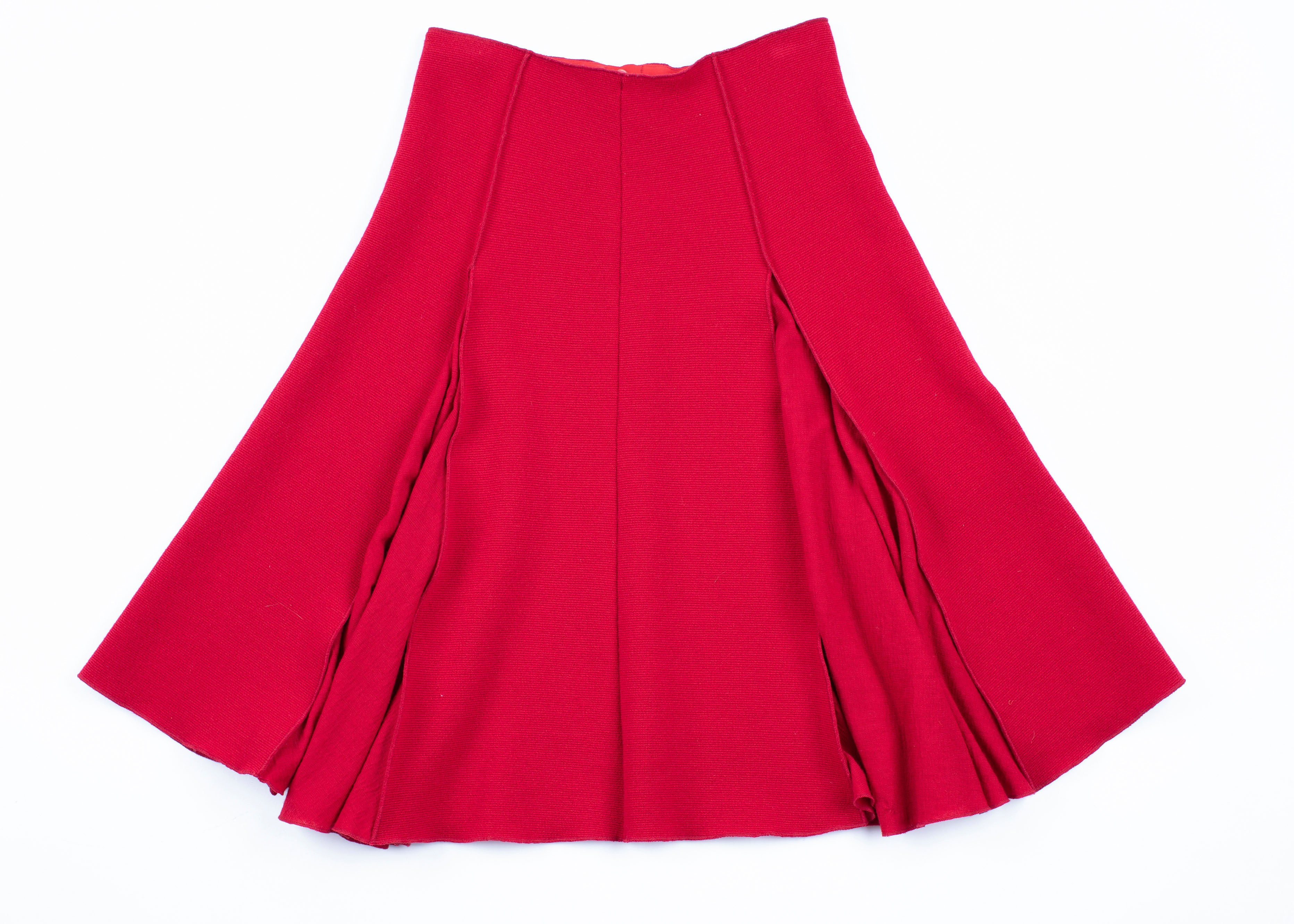 Marimekko by Ritva Falla Red Wool Blazer & Skirt Suit, SIZE S