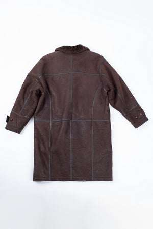 Christ Dark Brown Long Shearling Coat, Men's XL