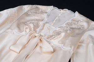 Vintage 70's Cream White Satin Nightgown and Peignoir Set, Size M