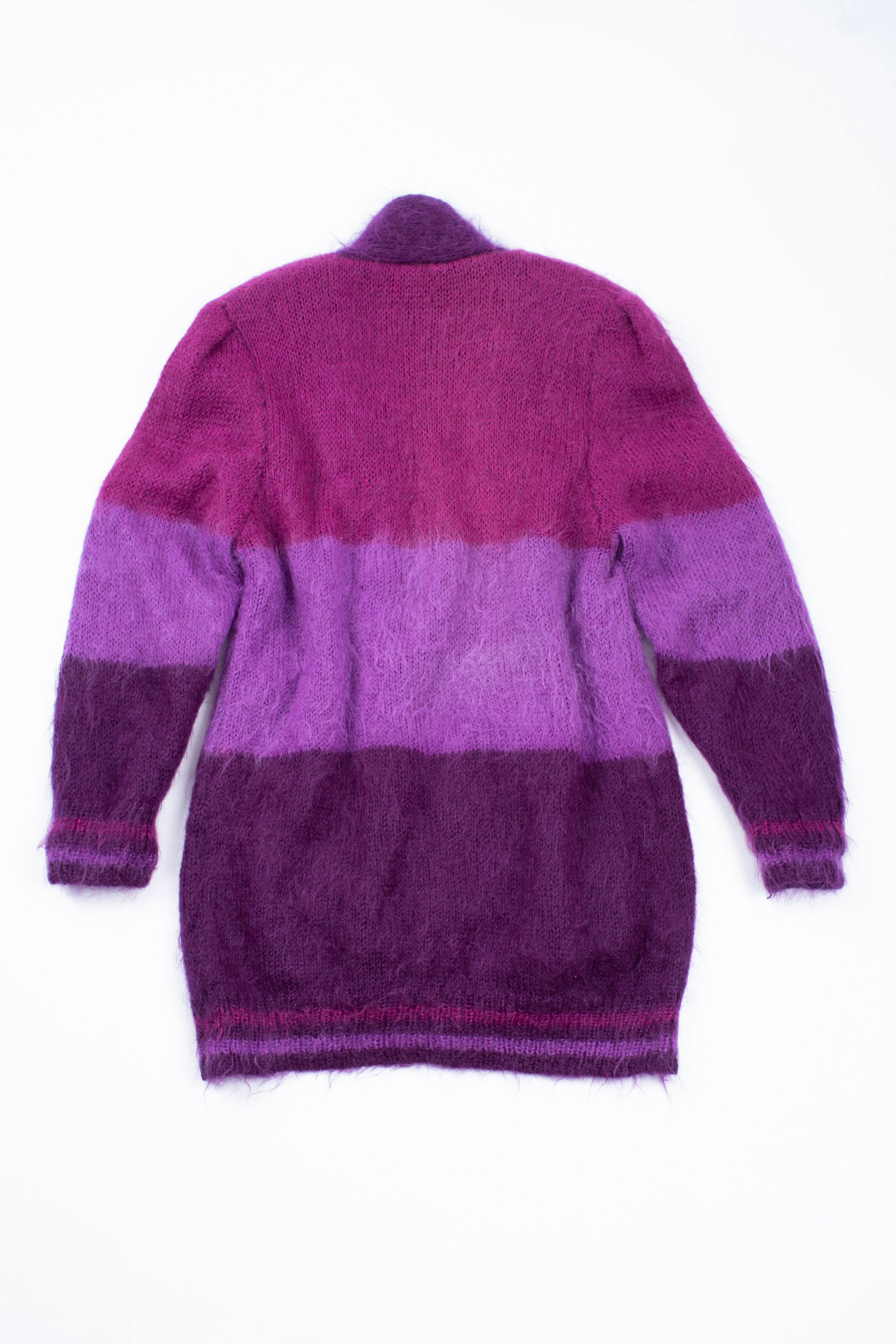 Vintage Colorblock Oversized Purple Mohair Cardigan, SIZE L