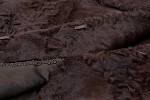 Vintage Chestnut Brown Karakul Fur Coat with Notched Lapels, SIZE XS