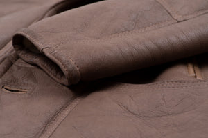 Men's Taupe Brown Supple Lambskin Shearling Coat, Men's M