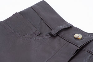 Vintage Women's High Waist Dark Brown Leather Pants, SIZE XS