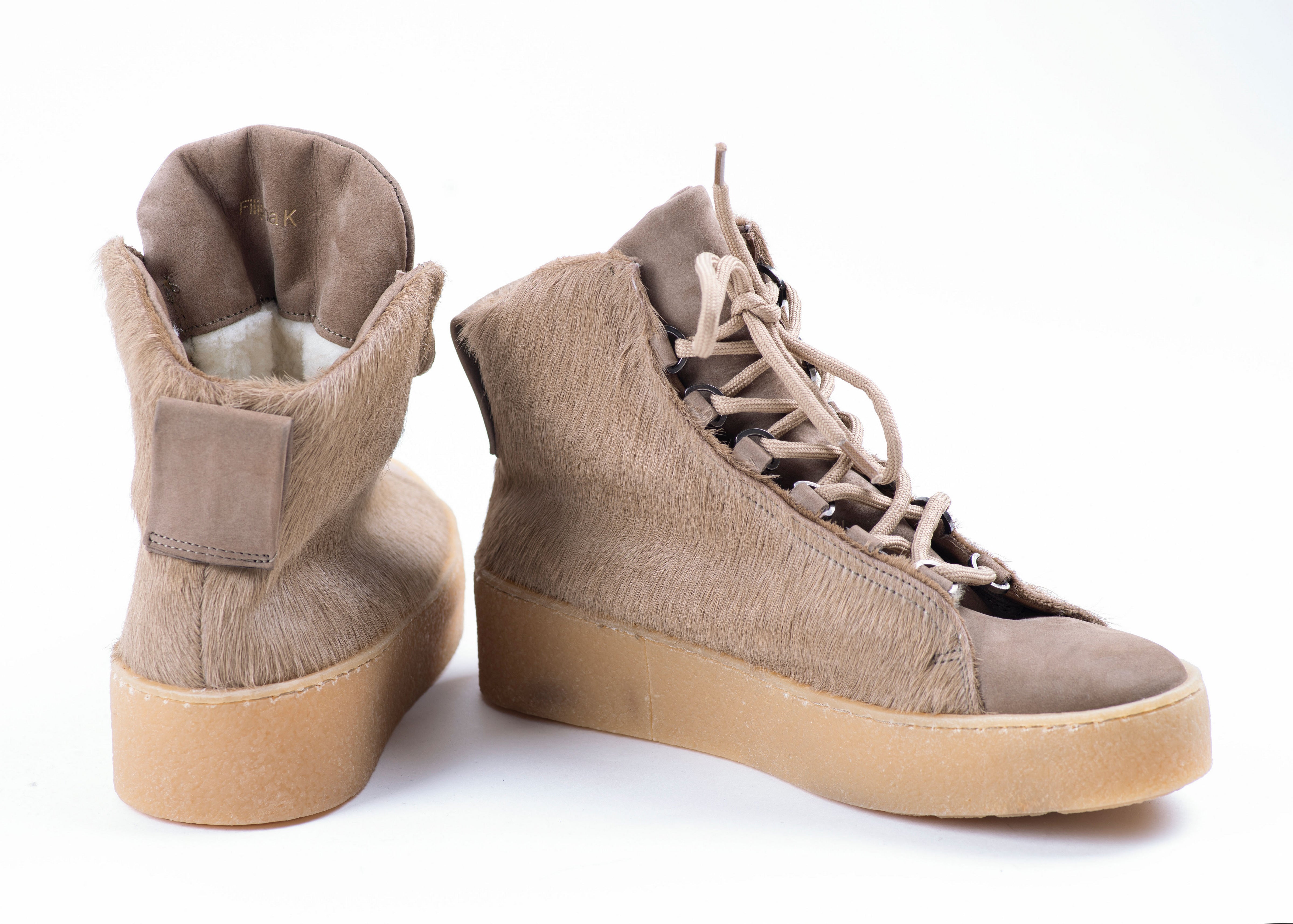 Filippa K Women's Anna Winter Laced Fur Ankle Boots, US 7/EU 37/UK 4