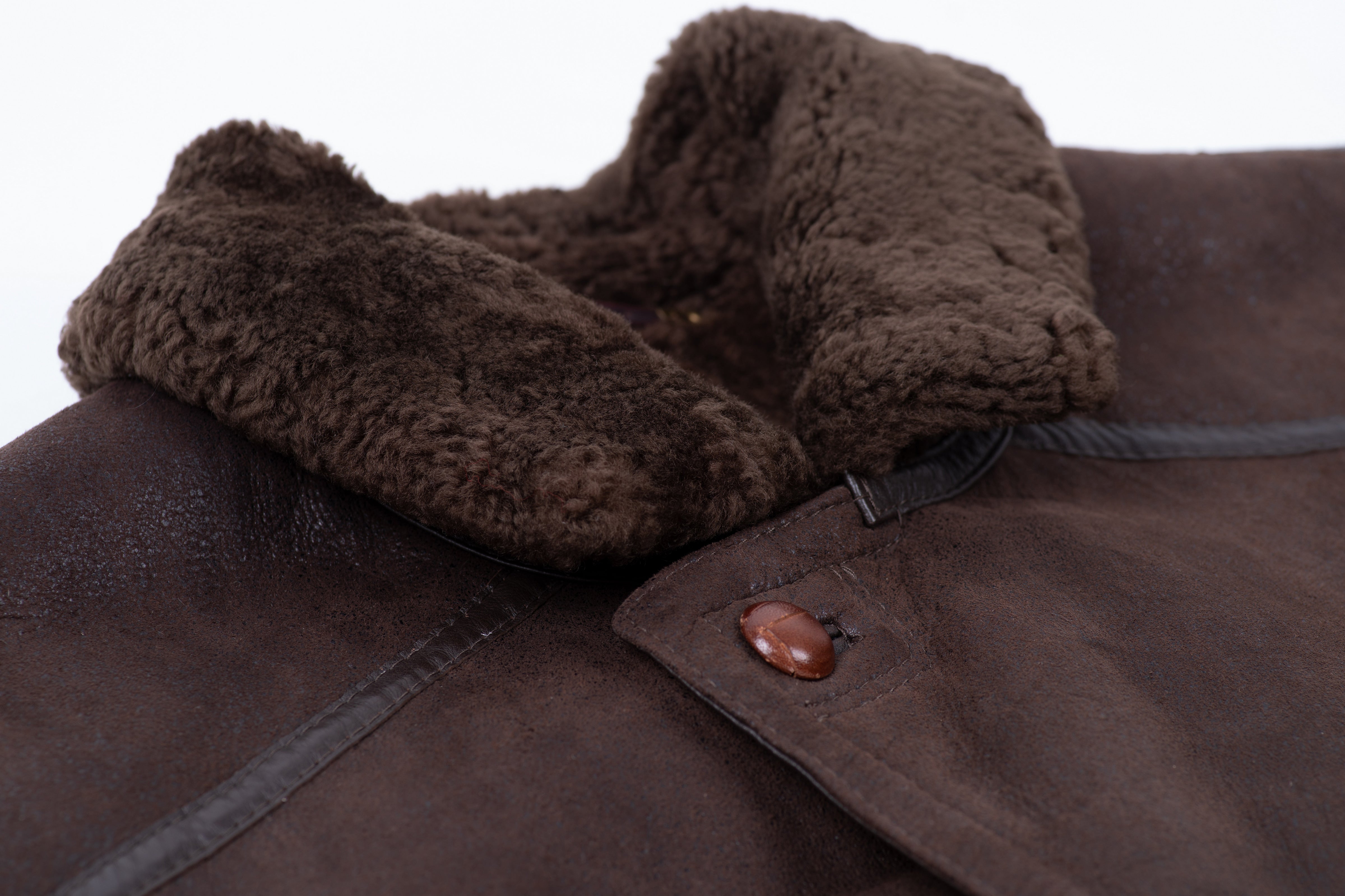 Christ Dark Brown Long Shearling Coat, Men's XL