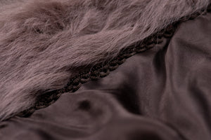 Vintage Women's Mauve Sheep Fur Coat with Notched Lapels, SIZE S