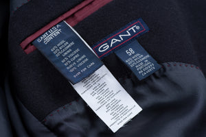 Vintage Gant Navy Blue Melton Wool - Cashmere Blazer, US 48R, EU 58