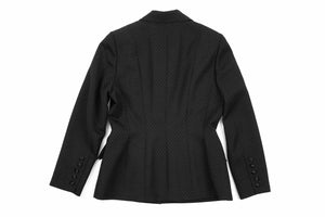 Georges Rech Dotted Black Blazer With Silk Bows and Buttons, SIZE L