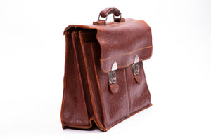 Vintage Men's Brown Leather Briefcase with Cheney Locks