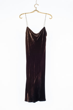 Ralph Lauren Silk Blend Velvet Beaded Spaghetti Strap Dress, Size 10