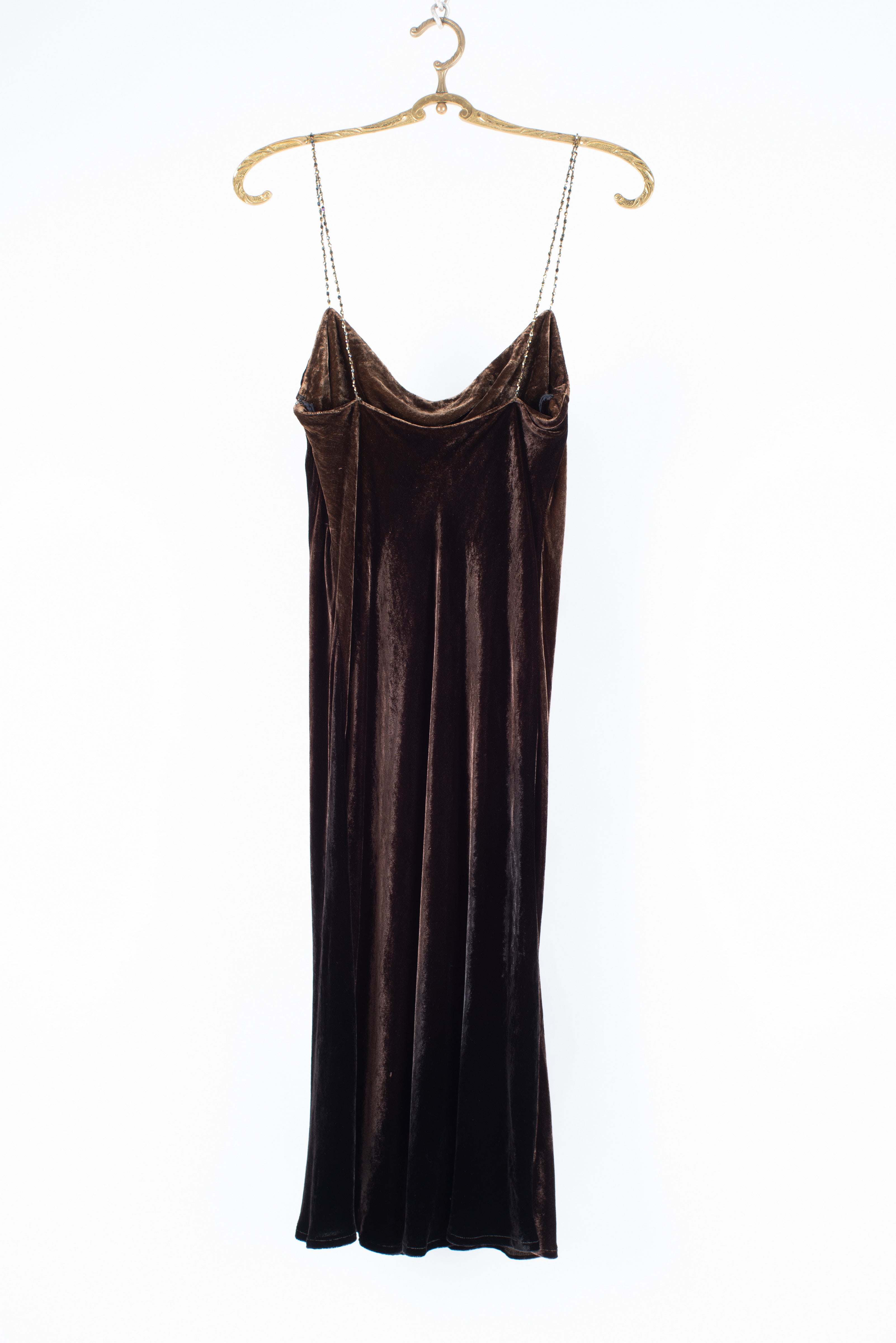Ralph Lauren Silk Blend Velvet Beaded Spaghetti Strap Dress, Size 10