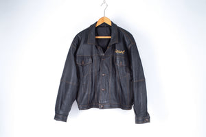 Diesel Vintage Trucker Style Leather Oversized Men's Jacket, Size L