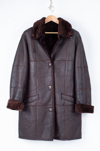 Women's Dark Brown Soft And Lightweight Shearling Coat, Size XXL