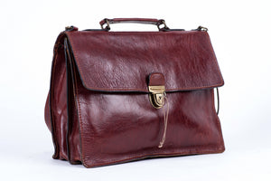 Vintage Mahogany Brown Leather Men's Briefcase