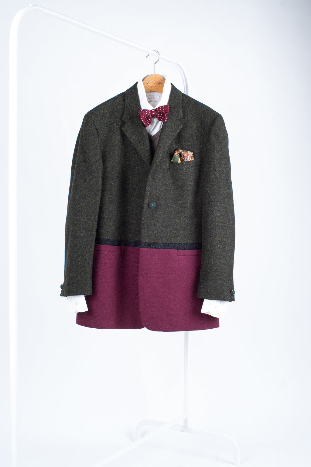 Gianni Versace Tweed Wool Color Block 3 Button Sport Coat, US 44R, EU 54