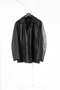 Boss Hugo Black Cowhide Leather Insulated Jacket, US 42R, Eu 52