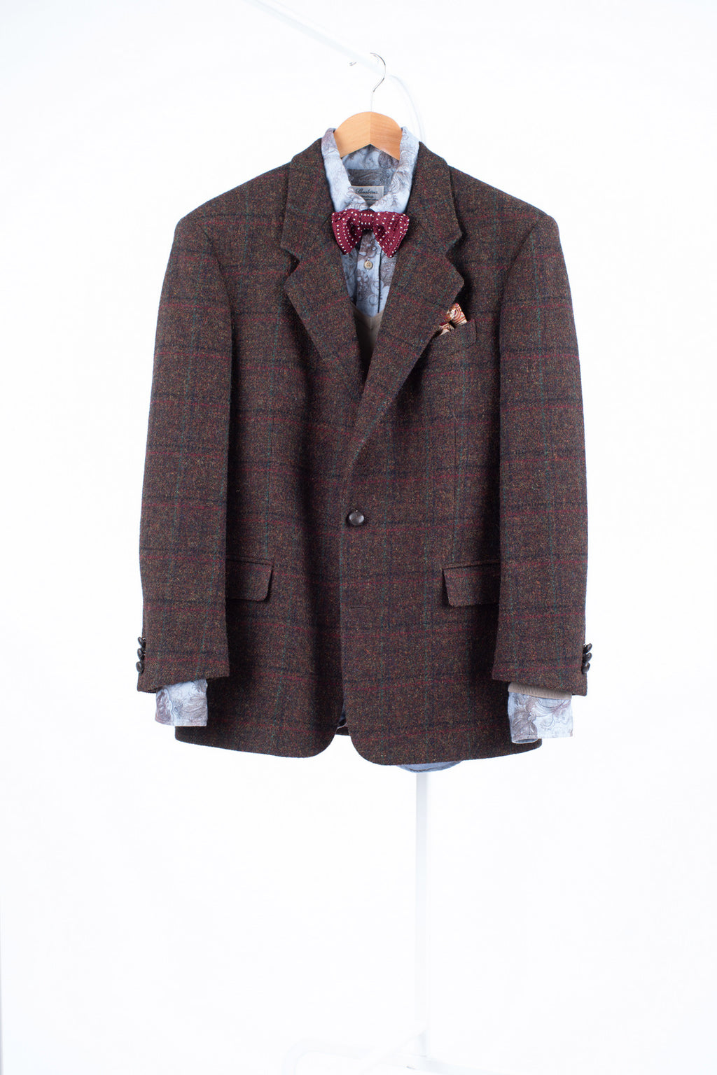 Harris Tweed Window Pane Wool 2 Button Blazer, US 40R, EU 50
